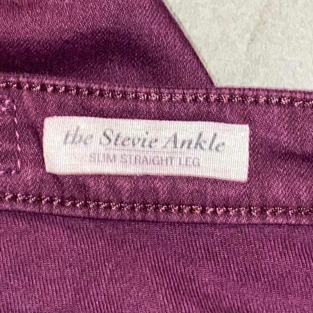 AG Adriano Goldschmied Size 28R The Stevie Ankle Slim Straight Leg Burgundy Jean - Picture 4 of 16